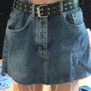 - Cropped denim mini skirt!!